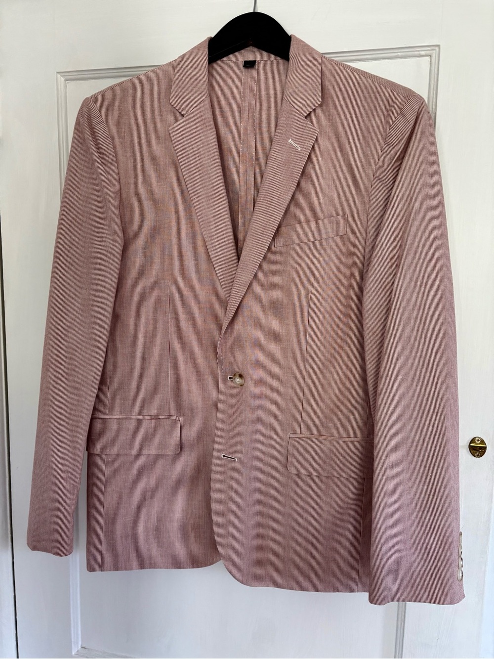J.Crew Ludlow Slim-Fit Cotton-Linen Unstructured Blazer in Pink Stripe